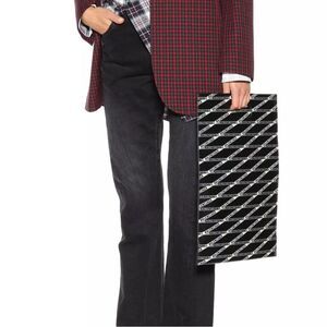 New Authentic Balenciaga Black Monogram Leather Bag Shopper Tote